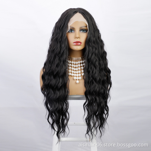 Aisi Hair high quality cheap vendor curly heat resistant synthetic full wigs synthetic wigs swiss lace wig front for women